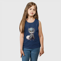 Майка детская хлопок Милый серый волк, цвет: тёмно-синий — фото 2