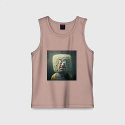 Майка детская хлопок Человек-квадратная голова, цвет: пыльно-розовый