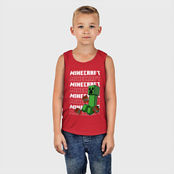 Майка детская хлопок Крипер Майнкрафт, цвет: красный — фото 2