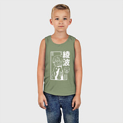 Майка детская хлопок Аянами рей из аниме евангелион, цвет: авокадо — фото 2