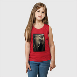 Майка детская хлопок Портрет слона, цвет: красный — фото 2