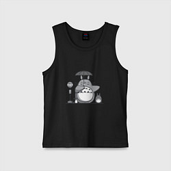 Майка детская хлопок Тоторо с зонтиком, цвет: черный