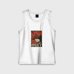 Майка детская хлопок Obey frog, цвет: белый