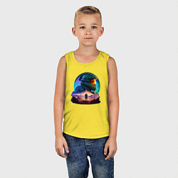 Майка детская хлопок Киборг и космический пейзаж, цвет: желтый — фото 2