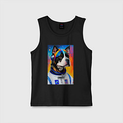 Майка детская хлопок Стаффорд космонавт - нейросеть, цвет: черный