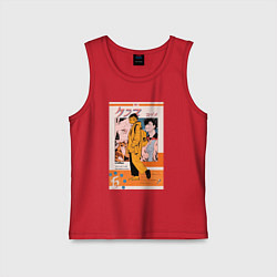 Майка детская хлопок Кенма Козуме - Хайку, цвет: красный