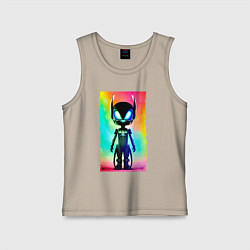 Майка детская хлопок Alien cub - neural network - neon glow, цвет: миндальный