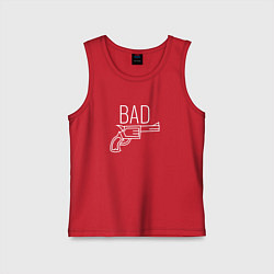 Детская майка Bad надпись с револьвером