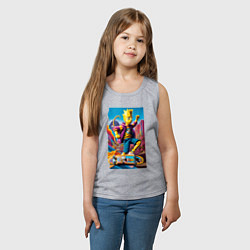 Майка детская хлопок Барт Симпсон скейтбордист - фантазия, цвет: меланж — фото 2