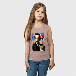 Майка детская хлопок Salvador Dali and cat, цвет: пыльно-розовый — фото 2