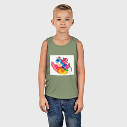 Майка детская хлопок Палитра с цветком Орхидея, цвет: авокадо — фото 2