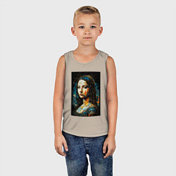 Майка детская хлопок Mona Lisa Low Poly, цвет: миндальный — фото 2