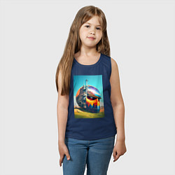 Майка детская хлопок Голова в пустыне - сюрреализм, цвет: тёмно-синий — фото 2