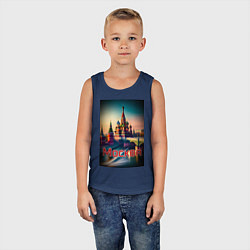 Майка детская хлопок Москва - Кремль, цвет: тёмно-синий — фото 2