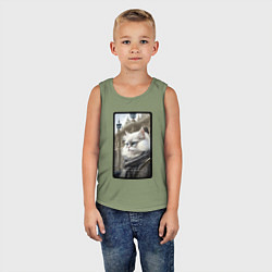 Майка детская хлопок Санкт-Петербург котик, цвет: авокадо — фото 2