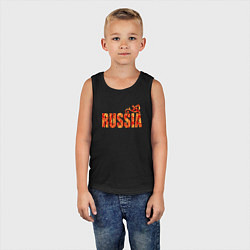 Майка детская хлопок Russia: в стиле хохлома, цвет: черный — фото 2