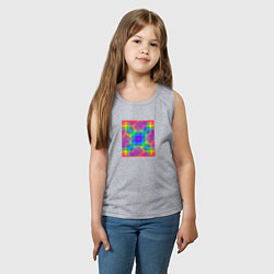 Майка детская хлопок Цветные квадраты в квадрате, цвет: меланж — фото 2