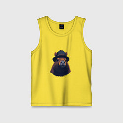 Детская майка Портрет капибары в шляпе