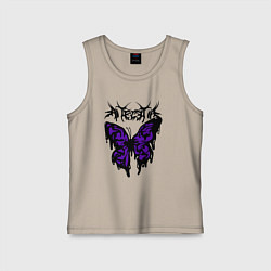 Майка детская хлопок Gothic black butterfly, цвет: миндальный