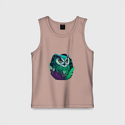 Майка детская хлопок Изумрудная сова, цвет: пыльно-розовый