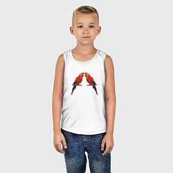 Майка детская хлопок Пара красных попугаев, цвет: белый — фото 2