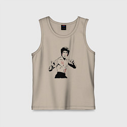 Майка детская хлопок Брюс Ли в крови, цвет: миндальный