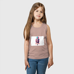 Майка детская хлопок Девушка акварельные краски, цвет: пыльно-розовый — фото 2