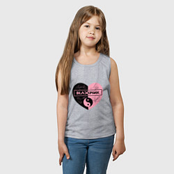 Майка детская хлопок Blackpink сердце, цвет: меланж — фото 2