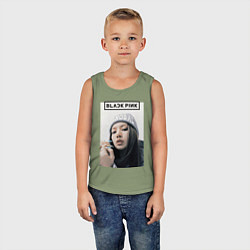 Майка детская хлопок Джису блэкпинк, цвет: авокадо — фото 2