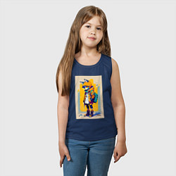 Майка детская хлопок Fox cub - urban style - neural network, цвет: тёмно-синий — фото 2