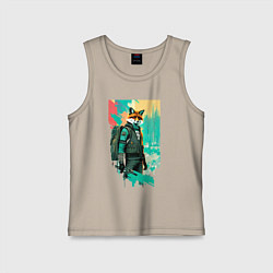 Майка детская хлопок Лис-геолог - нейросеть, цвет: миндальный