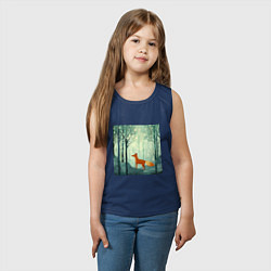 Майка детская хлопок Рыжая лисичка в лесу, цвет: тёмно-синий — фото 2