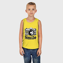 Майка детская хлопок Smile camera, цвет: желтый — фото 2