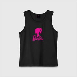 Майка детская хлопок Розовый логотип Барби, цвет: черный