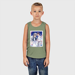 Майка детская хлопок Кукуру Мисакино и Фука Миядзава - Акватоп белого п, цвет: авокадо — фото 2