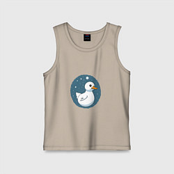 Майка детская хлопок Утка в космосе, цвет: миндальный