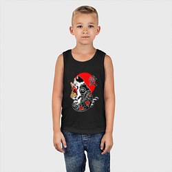 Майка детская хлопок Котик - якудза и иероглиф, цвет: черный — фото 2