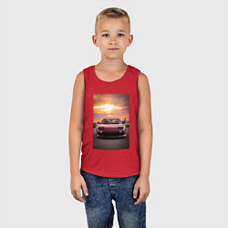 Майка детская хлопок Авто в багровом закате, цвет: красный — фото 2