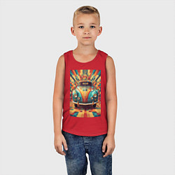 Майка детская хлопок Ретро машина в ярких цветах, цвет: красный — фото 2