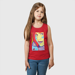 Майка детская хлопок Яркий женский портрет в стиле поп-арт, цвет: красный — фото 2