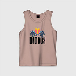 Майка детская хлопок Руками не трогать надпись, цвет: пыльно-розовый