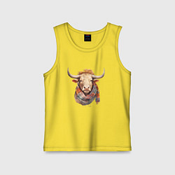 Майка детская хлопок Бык в шарфе осень, цвет: желтый