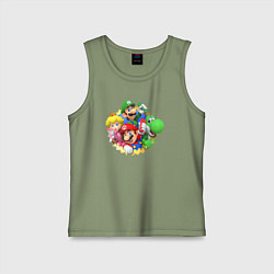 Майка детская хлопок Команда Марио, цвет: авокадо