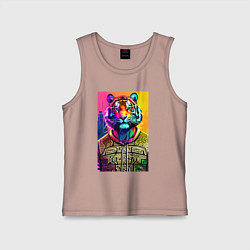 Майка детская хлопок Городской тигр - нейросеть, цвет: пыльно-розовый