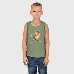 Майка детская хлопок Оранжевая птица на ветке, цвет: авокадо — фото 2