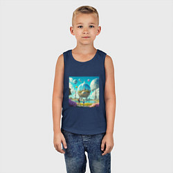 Майка детская хлопок Счастливый мир будущего, цвет: тёмно-синий — фото 2