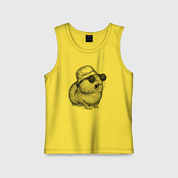 Майка детская хлопок Морская свинка в панаме и очках, цвет: желтый