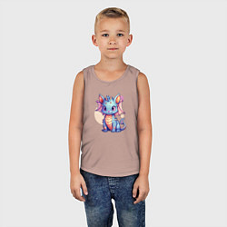 Майка детская хлопок Cute dragon cat, цвет: пыльно-розовый — фото 2