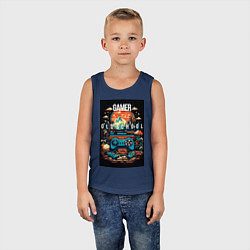 Майка детская хлопок Геймер old school, цвет: тёмно-синий — фото 2