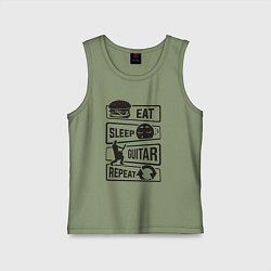 Майка детская хлопок Eat sleep guitar repeat, цвет: авокадо